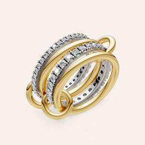 "Linked Forever" 4 Rows Stacked Pave Ring - Two Tone
