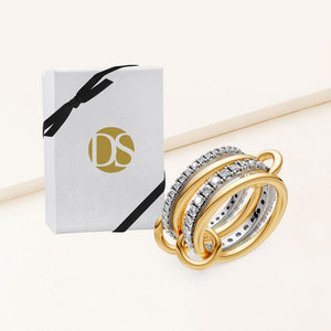 "Linked Forever" 4 Rows Stacked Pave Ring - Two Tone
