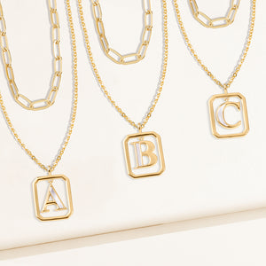 "Aura" Set of 2 Floating Initial Mother-of-Pearl Necklaces