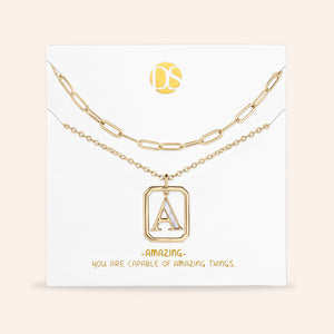 "Aura" Set of 2 Floating Initial Mother-of-Pearl Necklaces