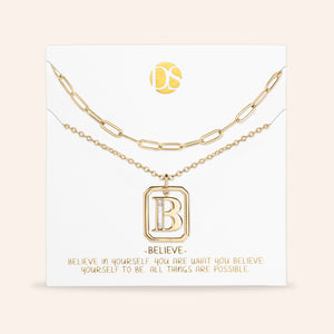 "Aura" Set of 2 Floating Initial Mother-of-Pearl Necklaces