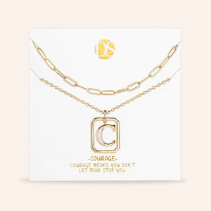 "Aura" Set of 2 Floating Initial Mother-of-Pearl Necklaces