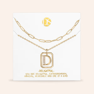 "Aura" Set of 2 Floating Initial Mother-of-Pearl Necklaces