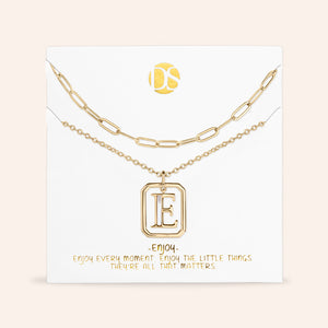 "Aura" Set of 2 Floating Initial Mother-of-Pearl Necklaces