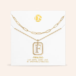 "Aura" Set of 2 Floating Initial Mother-of-Pearl Necklaces