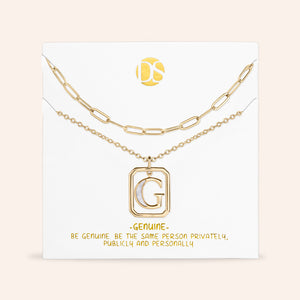 "Aura" Set of 2 Floating Initial Mother-of-Pearl Necklaces