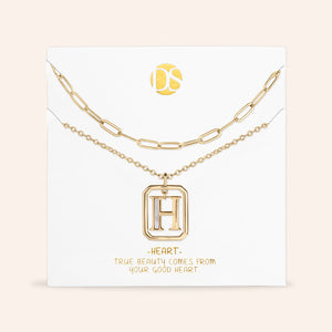 "Aura" Set of 2 Floating Initial Mother-of-Pearl Necklaces