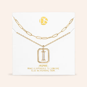 "Aura" Set of 2 Floating Initial Mother-of-Pearl Necklaces