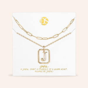 "Aura" Set of 2 Floating Initial Mother-of-Pearl Necklaces
