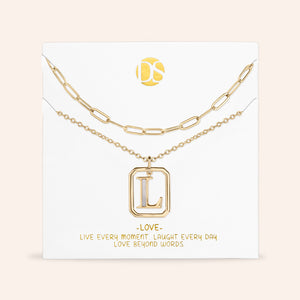 "Aura" Set of 2 Floating Initial Mother-of-Pearl Necklaces