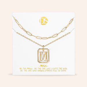 "Aura" Set of 2 Floating Initial Mother-of-Pearl Necklaces