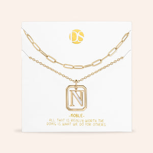 "Aura" Set of 2 Floating Initial Mother-of-Pearl Necklaces