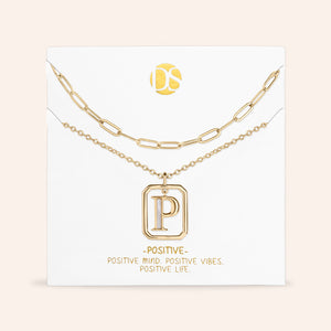 "Aura" Set of 2 Floating Initial Mother-of-Pearl Necklaces