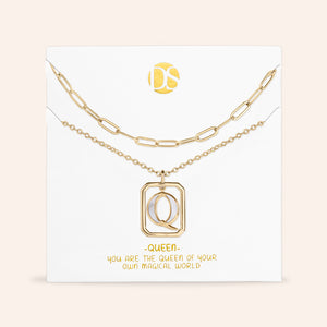 "Aura" Set of 2 Floating Initial Mother-of-Pearl Necklaces