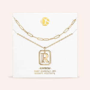 "Aura" Set of 2 Floating Initial Mother-of-Pearl Necklaces