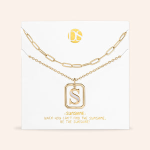 "Aura" Set of 2 Floating Initial Mother-of-Pearl Necklaces