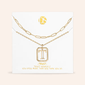 "Aura" Set of 2 Floating Initial Mother-of-Pearl Necklaces