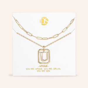 "Aura" Set of 2 Floating Initial Mother-of-Pearl Necklaces