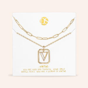 "Aura" Set of 2 Floating Initial Mother-of-Pearl Necklaces