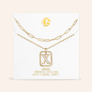 "Aura" Set of 2 Floating Initial Mother-of-Pearl Necklaces