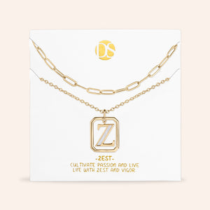 "Aura" Set of 2 Floating Initial Mother-of-Pearl Necklaces