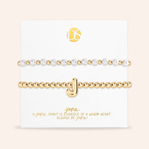 "Yours to Keep" Set of 2 Initial & Pearl Stretch Bracelets