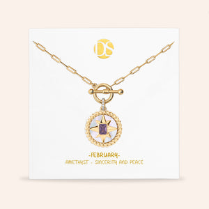 My Essence Mother of Pearl Reversible Medallion Birthstone Necklace