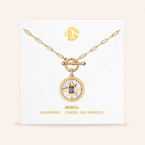 My Essence Mother of Pearl Reversible Medallion Birthstone Necklace