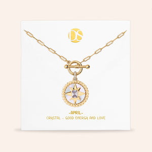 My Essence Mother of Pearl Reversible Medallion Birthstone Necklace