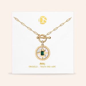 My Essence Mother of Pearl Reversible Medallion Birthstone Necklace