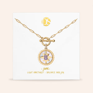 My Essence Mother of Pearl Reversible Medallion Birthstone Necklace