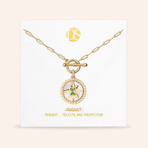 My Essence Mother of Pearl Reversible Medallion Birthstone Necklace