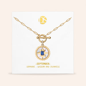 My Essence Mother of Pearl Reversible Medallion Birthstone Necklace