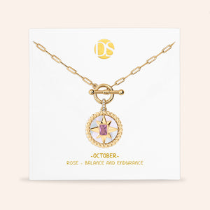 My Essence Mother of Pearl Reversible Medallion Birthstone Necklace