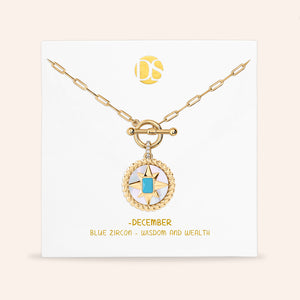 My Essence Mother of Pearl Reversible Medallion Birthstone Necklace