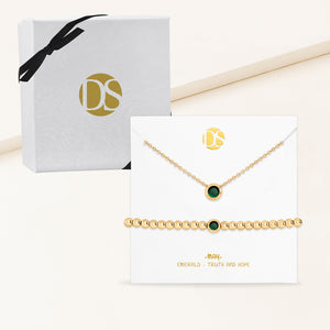 Timeless Duo Bezel Set Birthstone Necklace & Bracelet Set