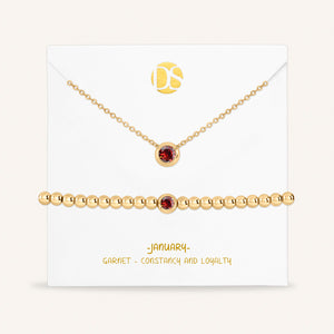 Timeless Duo Bezel Set Birthstone Necklace & Bracelet Set