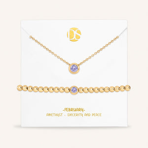 Timeless Duo Bezel Set Birthstone Necklace & Bracelet Set