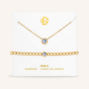 Timeless Duo Bezel Set Birthstone Necklace & Bracelet Set
