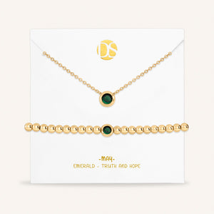Timeless Duo Bezel Set Birthstone Necklace & Bracelet Set