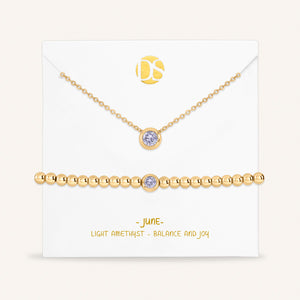 Timeless Duo Bezel Set Birthstone Necklace & Bracelet Set