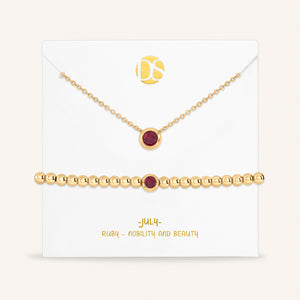 Timeless Duo Bezel Set Birthstone Necklace & Bracelet Set