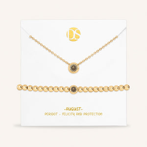 Timeless Duo Bezel Set Birthstone Necklace & Bracelet Set