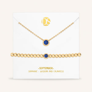 Timeless Duo Bezel Set Birthstone Necklace & Bracelet Set