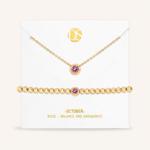 Timeless Duo Bezel Set Birthstone Necklace & Bracelet Set