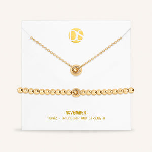 Timeless Duo Bezel Set Birthstone Necklace & Bracelet Set