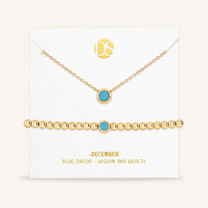 Timeless Duo Bezel Set Birthstone Necklace & Bracelet Set
