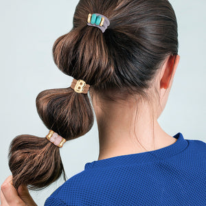 DS Bubbly Initial Hair Ties & Bracelet Jewels- Set of 6