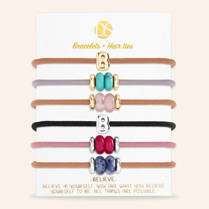 DS Bubbly Initial Hair Ties & Bracelet Jewels- Set of 6