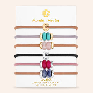 DS Bubbly Initial Hair Ties & Bracelet Jewels- Set of 6